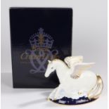 Royal Crown Derby paperweight, 'Pegasus', No. 917/1750, designed by June Branscombe, boxed, gold