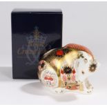 Royal Crown Derby paperweight, 'Rocky Mountain Bear', decorated in the old imari pattern, designed