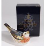 Royal Crown Derby paperweight, 'Bluebird', boxed, marked and signed to the base