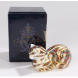 Royal Crown Derby paperweight, 'Contented Cat', boxed and marked to the base