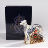Royal Crown Derby paperweight, 'Lurcher', boxed and marked to the base
