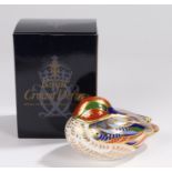 Royal Crown Derby paperweight, 'Teal', special anniversary edition for 2002, designed by Sue Rowe,