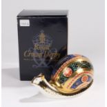 Royal Crown Derby paperweight, 'Garden Snail', No. 1583/4500, boxed, marked to the base and with a