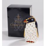 Royal Crown Derby paperweight, 'Rockhopper Penguin', 21st Year of Royal Crown Derby anniversary