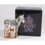 Royal Crown Derby paperweight, 'Zebra Baby', boxed and marked to the base