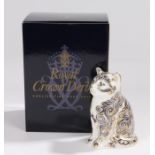 Royal Crown Derby paperweight, 'Majestic Kitten', No. 999/5000, boxed, marked and signed to the base