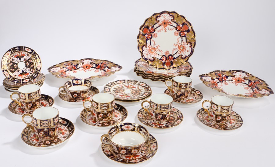 Royal Crown Derby Imari pattern part tea service, consisting of six cups and saucers, numbered '
