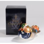 Royal Crown Derby paperweight, 'Mandarin Duck', boxed and marked to the base