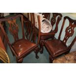 Set of six George III style mahogany dining chairs, with splat backs and ball and claw feet, (6)