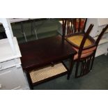 Cotswold Caners dark stained side table, with frieze drawer above a caned lower section, pair of