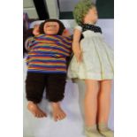 Chad Valley Chimp doll, together with another doll (2)
