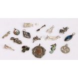 Mixed silver charms to include seahorse, flower and trumpet etc. (qty)