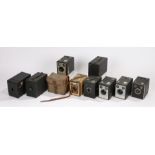 Collection of Kodac Box Brownie cameras, to include Six-20, Model F, Model I, Flash II, No 2 and