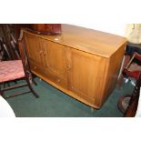 20th Century oak sideboard, with a box top above cupboard doors and a drawer, 113cm wide