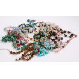 Collection of bead necklaces and matching earrings, to include a tigers eye and turquoise