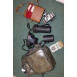 Leatherette camera bag containing Mamiya ZM quartz camera plus, 1:3.5-4.5 f=3570mm lens, 1:3.8 f=