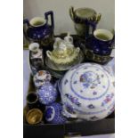 Decorative china, to include pair of vases, Vienna pedestal vase, Imari ginger jar and cover,