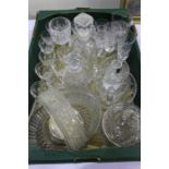 Glassware to include three large and three small Stuart crystal tumblers, Edinburgh crystal salt,