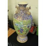 Large Japanese porcelain vase, decorated in enamels of Japanese figures, 63cm high