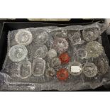 Collection of glass salts, to include two silver mounted examples (qty)