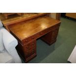 Victorian mahogany desk, with three frieze drawers and three drawers to each pedestal, 122cm wide