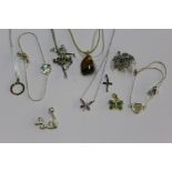 Jewellery to include silver cross, silver gilt and turquoise butterfly pendant , silver necklace,