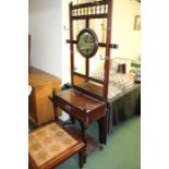 Edwardian mahogany hall stand, with central circular mirror, frieze drawer and umbrella stand,