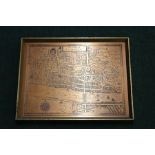 Etched Copper map of the City of London after John Speed, framed, 38 x 30 cm