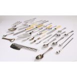 Plated cutlery to include Robert Welch cake server, mother of pearl handled pickle fork, cheese
