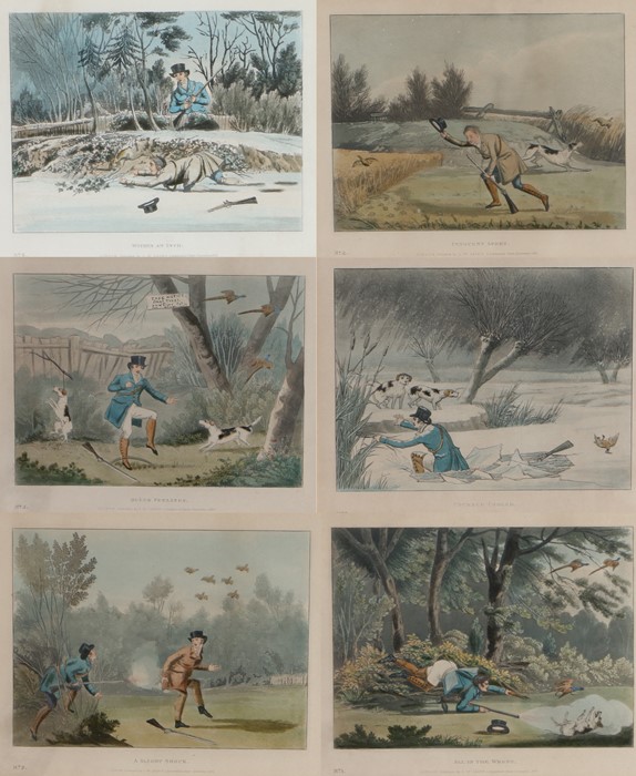 After Henry Alken (1785-1851), a set of six shooting prints, All In The Wrong, A Slight Shock,