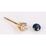 Diamond set ear stud, the round cut diamond at approximately 0.10 carat, also together with an