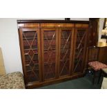 19th Century glazed bookcase, with astragal glazed doors above drawers, 159cm wide, alterations