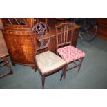 Mahogany Hepplewhite style bedroom chair, with a ribbon splat back, together with another chair, (