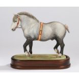 Royal Worcester limited edition Percheron Stallion, modelled by Doris Lindner, 1965, with wooden