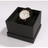 Lund rose gold coloured watch, the signed cream dial with rose gold coloured baton markers, quartz