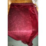 Chenille fabric throw, in deep red