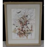 Peter Askem (20th Century British), "Old willow and rooks, Fakenham '97", signed watercolour, housed