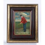 Attributed Anton Maria Mucchi Vignoli (1871 - 1945) A gentleman golfer, oil on board, 11.5cm x 17cm