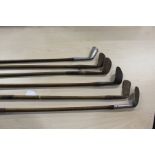 Six hickory shafted golf clubs (6)