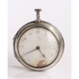 George III silver pair case pocket watch by Robert Wilkinson of London, the case London 1797, the