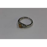 Silver ring set with an orange stone, ring size S, 2.6g