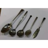 Silver flatware, various dates and makers, to include George III silver dessert spoon, 2.5oz (qty)
