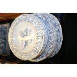 Masons Stratford pattern part dinner service, consisting of six dinner plates, six shallow bowls,
