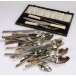 Plated table cutlery, cased three piece carving set (qty)