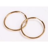 Pair of 9 carat gold hoop earrings, 2.2g