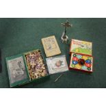 Collection of objects, to include a gilt retracting pencil, Victorian and later Christmas cards,