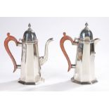 Elizabeth II silver coffee pot and hot water jug, Sheffield 1959, maker Mappin & Webb, of