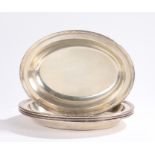 Four Christofle France oval serving dishes, with reeded borders, 31cm x 23cmSurface scratches and