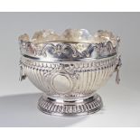 Victorian silver punch bowl, London 1901, maker Richard Martin & Ebenezer Hall, with scroll and