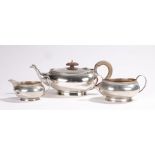 George V silver tea set, Birmingham 1932, maker Adie Brothers Ltd, consisting of teapot, milk jug